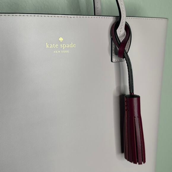 Kate Spade Wright Place Karla Tote 100% Leather Plum Dawn Rioja Large New - Picture 3 of 14